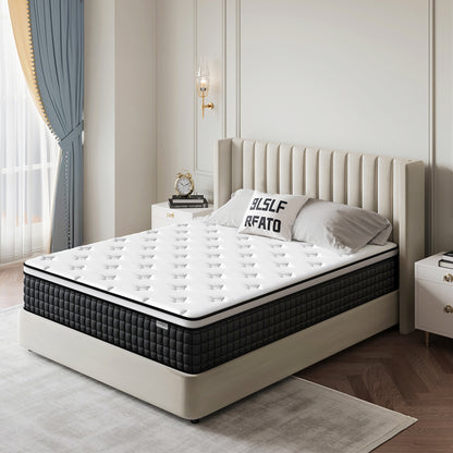 10 Inch Hybrid Mattress Queen - Medium Firm Queen Mattress in a Box - Memory Foam Relieves Pressure - Individual Pocket Springs Provide Precise Support - Queen Bed Mattress for Couples